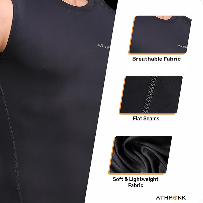 Athmonk Compression Vest Tank Body Shaper Without Sleeve for Men